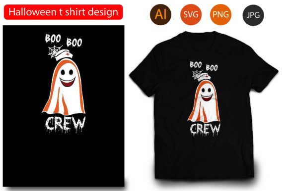 Nurse Crew Ghost T-Shirt Design Graphics and Print Templates