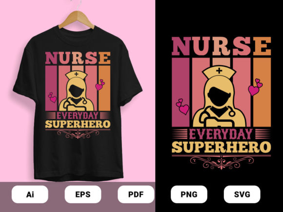 Nurse Superhero T-shirt Design Vector: Graphics & Print Templates