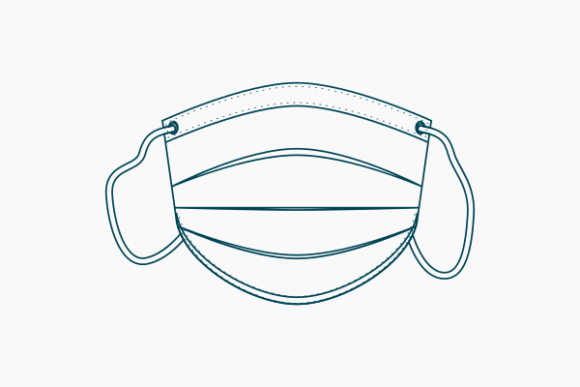 Outline Style Front Shaped Medical Mask Graphics