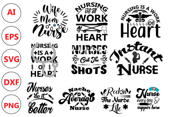 Printable Nurse T-shirt Design Bundle